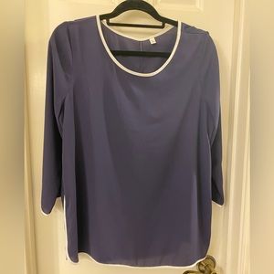 Charming Charlie Dress Shirt, Navy Blue with White Trim, never worn, size large